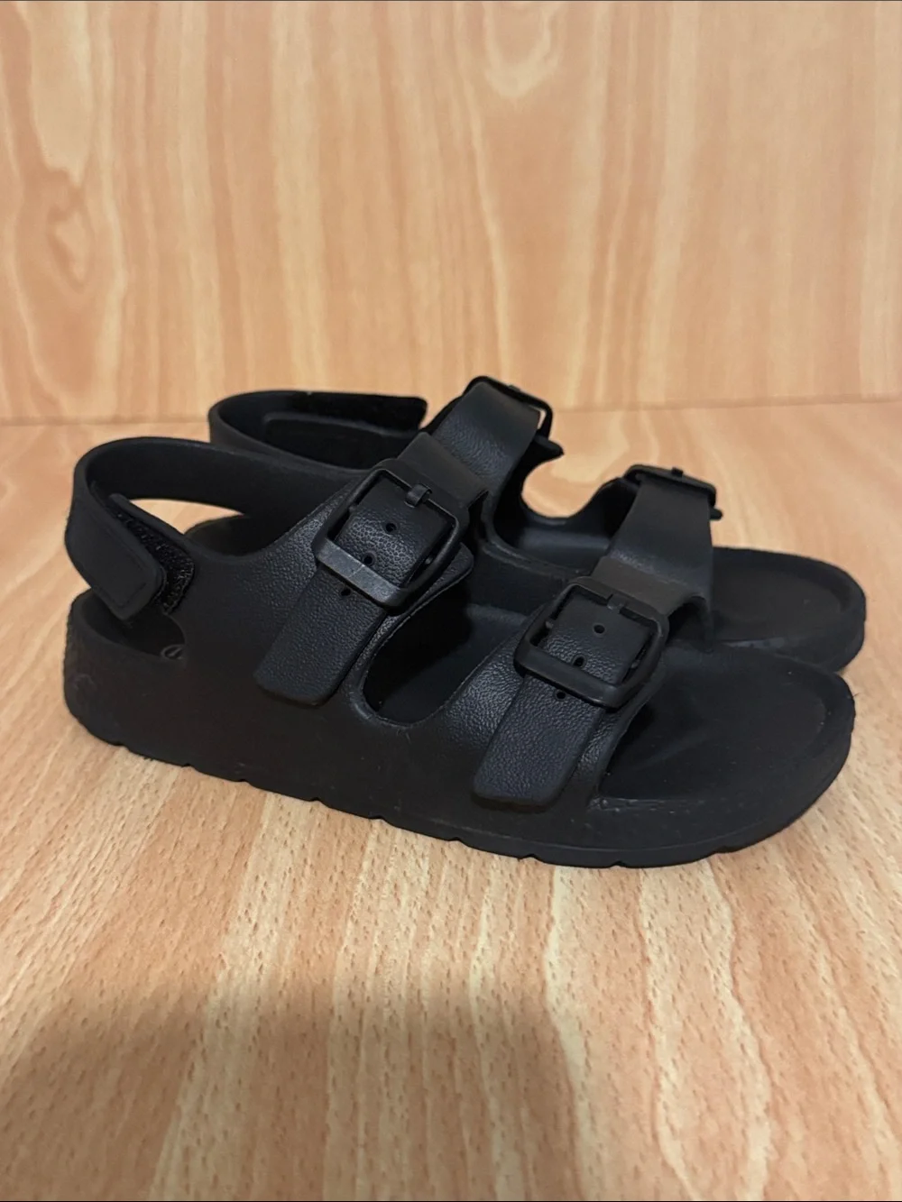 Kids Black Buckle Sandals - Comfortable Adjustable Straps